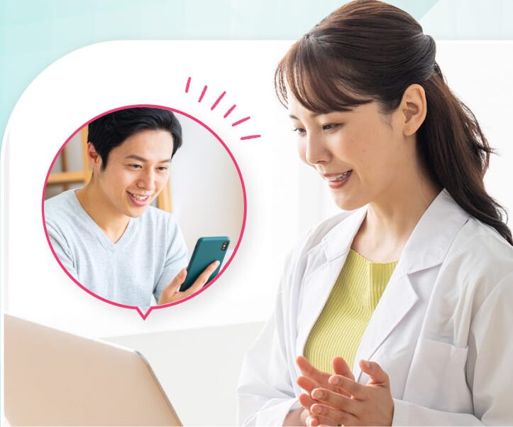 歯科医師がオンライン診察をしているイメージ画像